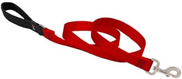 Lupinepet Basics 1" Red 6-Foot Padded Handle Leash For Medium And Larger Dogs