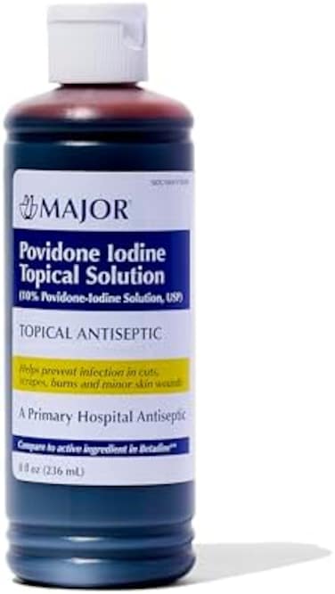 10% Povidone-Iodine Liquid Topical Solution, Usp - Topical Antiseptic For Cuts, Scrapes, Burns, And Minor Skin Wounds - 8 Fl. Oz. (1 Pack)