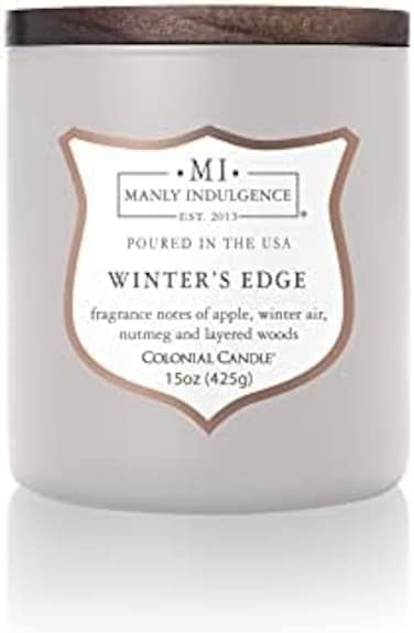 جرة شمعة معطرة بحافة الشتاء، مجموعة مميزة، فتيل خشبي، رمادي، 15 أونصة - احتراق يصل إلى 60 ساعة