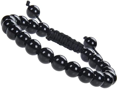 Natural Healing Power Gemstone Crystal Beads Unisex Adjustable Macrame Bracelets 8mm, Stone