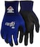Memphis Gloves Mcr Safety Large Ninja Lite 18 Gauge Black Latex Free Polyurethane Palm And Fingertips Coated Work Gloves With Blue Athletic Grade Nylon Liner And Knit Wrist (N9696L)