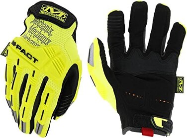 Mechanix Wear Size 10 Hi-Viz Yellow M-Pact Synthetic Leather And Trekdry Full Finger Anti-Vibration Gloves With Hook And Loop Cuff, Large (Smp-91-010)