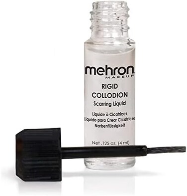 Mehron Makeup Rigid Collodion With Brush, Scarring Liquid, Liquid Scar Makeup, Sfx Scar For Film .125 Oz (4ml)