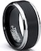 خاتم زفاف مصقول من كربيد التنجستن باللونين الأسود مقاس 9 ملم للرجال، مقاسات مريحة من 8 إلى 13
