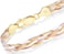 Tri-Color 18K Gold Over 925 Sterling Silver Italian 6-Strand 7mm Braided Herringbone Chain Bracelet For Women, Made In Italy