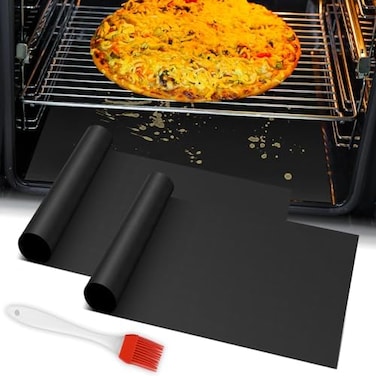 Oven Liners For Bottom Of Oven, 2 Pack Resuable Large Thick Heavy Duty Teflon Oven Mat Set, Non Stick Oven Mats For Bottom Of Electric Oven Gas Oven Toaster Oven Microwave Stove Grill, Easy To Clean