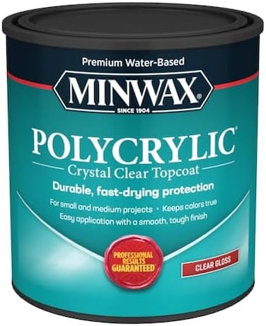 Minwax Qt 65555 Clear Polycrylic Water‐Based Protective Finish Gloss