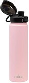 زجاجة مياه من الفولاذ المقاوم للصدأ من ميرا - قارورة حرارية معدنية معزولة بالفراغ المائي تحافظ على البرودة لمدة 24 ساعة، ساخنة لمدة 12 ساعة - خالية من مادة BPA بغطاء فوهة بلمسة واحدة - 24 أونصة وردي