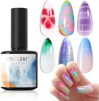 Blooming Gel Nail Polish, 15ml Clear Marble Nail Design Kit, Nail Art Accessories For Spreading Effects, Floral Print, Watercolor Design