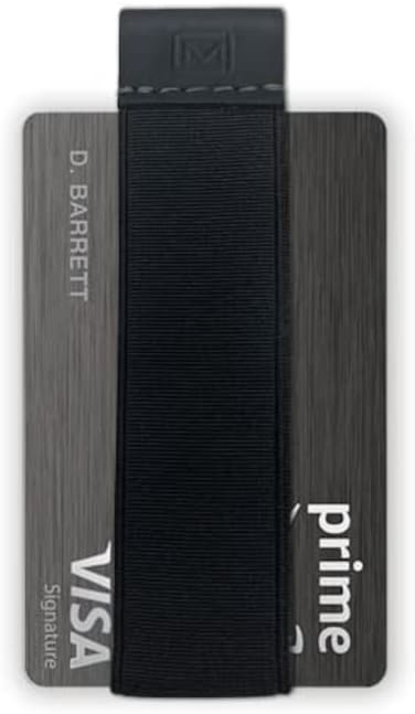 محفظة صغيرة الحجم سريعة السحب للرجال والنساء، حامل بطاقة ائتمان بشريط مطاطي مع علامة تبويب جلدية، حامل بطاقة عمل، بديل لمشبك النقود (أسود) (أسود)