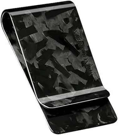 مشبك نقود من ألياف الكربون أحادية الكربون للرجال، حامل نقود بسيط للنقود، محفظة قوية من ألياف الكربون المرنة، نحيفة ومتينة. (أسود لامع كربوني)