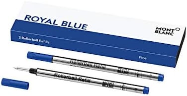 Montblanc Rollerball Refills (F) Royal Blue 124501 - Quick-Drying Pen Refills For Montblanc Rollerball And Fineliner Pens - 2 X Dark Blue Pen Cartridges