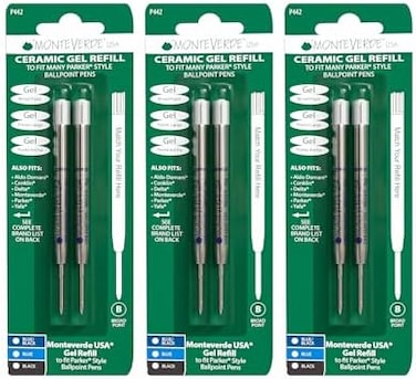 Monteverde Capless Ceramic Gel Refill To Fit Parker Ballpoint Pens, Broad Blue/Black (P443Bb)