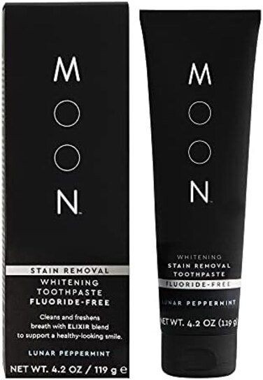 Moon Stain Removal Whitening Toothpaste, Fluoride-Free, Lunar Peppermint Flavor For Fresh Breath, For Adults 4.2 Oz
