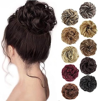Morica (6 (Dark Brown)) - 1Pcs Messy Hair Bun Hair Scrunchies Extension Curly Wavy Messy Synthetic Chignon For Women Updo Hairpiece(Colour:6 )