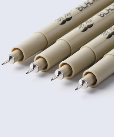 أقلام رفيعة سوداء، 0.25 مم، 4 عبوات، أقلام الكتاب المقدس بدون نزيف، رأس رفيع، فائقة الدقة، أقلام فنية سوداء