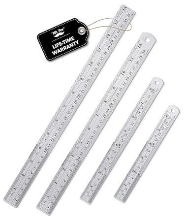 Mr. Pen- Steel Rulers, 4 Pieces (6, 8, 12, 14 Inch) Rulers, Metal Ruler, Stainless Steel Ruler, School Ruler, Ruler Inches And cms, Drawing Ruler, Measuring Ruler, 6 Inch Ruler, 12 Inch Ruler