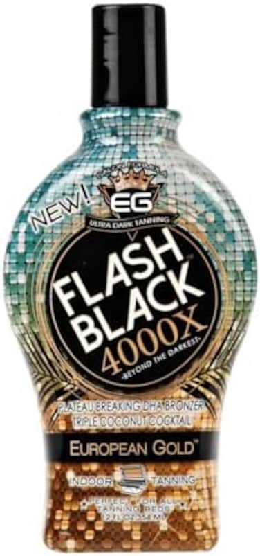 Flash Black (350ml) - European Gold 4000X Indoor Tanning Lotion With Time-Release Dha Bronzers, 350ml