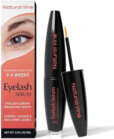 Natural Vine Eyelash And Brow Growth Serum, Irritation Free Formula, Guaranteed Results In 3-4 Weeks For Longer, Thicker, And Fuller Eyelashes