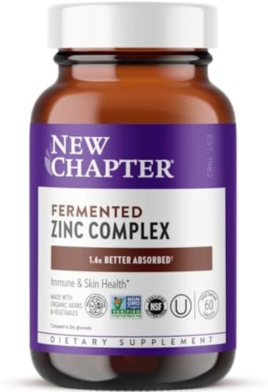 Zinc Supplement, New Chapter Fermented Zinc Complex, One Daily For Immune Support + Skin Health + Non-Gmo Ingredients, Easy To Swallow &amp; Digest, 60 Count (2 Month Supply)