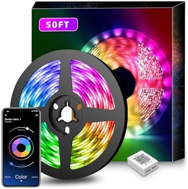 Wifi &amp; Music Sync Dream Color Changing Rgb LED Strip (44-Key Remote, 50Ft)