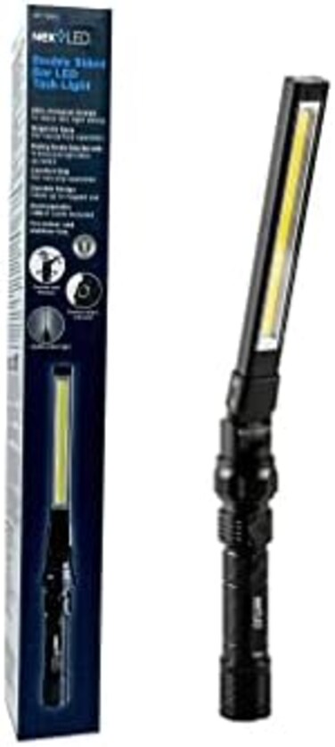 Nextled NT-7544 مصباح عمل LED مزدوج الجوانب قابل لإعادة الشحن، 600 × 2 لومن، ضوء ميكانيكي نحيف مع مغناطيس، مع ضوء علوي، جسم من الألومنيوم، مصباح يدوي مغناطيسي للإصلاح