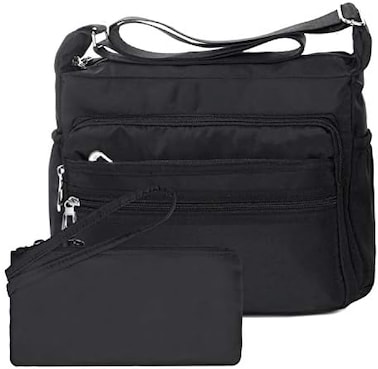 حقيبة نوتاغ كروس للنساء، حقيبة كتف مقاومة للماء مع مجموعة محفظة Rfid للسفر، حقيبة يد من النايلون، مقاس 2 (S، أسود)