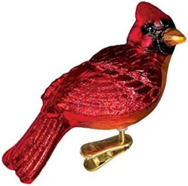 Old World Christmas Ornaments: Bird Watcher Collection Glass Blown Ornaments For Christmas Tree, Resting Cardinal