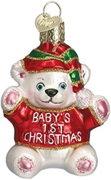 Old World Christmas Baby&rsquo;S 1St Christmas Glass Ornament Free Box 12093 New