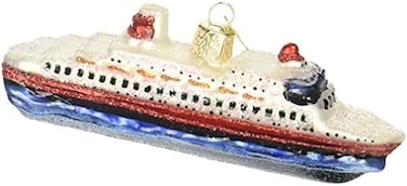 Old World Christmas Cruise Ship Old World Cruise Ship Blown Glass Christmas Tree Ornament, Multi, Standard