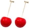 3D Red Cherry Drop Earrings Cute Fruit Gold Dangle Earrings Charm Jewelry Gift Earrings For Women Girls, Resin, Not Known,