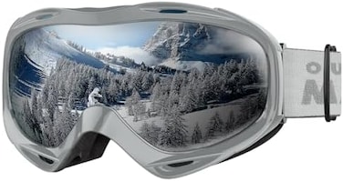 نظارات التزلج Outdoormaster Otg - نظارات التزلج على الجليد/التزلج على الجليد للرجال والنساء والشباب - حماية 100% من الأشعة فوق البنفسجية (إطار محيطي + عدسات رمادية Vlt 12%)
