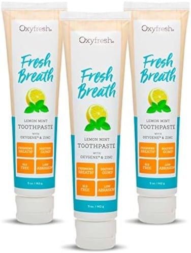 Oxyfresh Maximum Fresh Breath Lemon Mint Toothpaste , Sls &amp; Fluoride Free W/Natural Essential Oils &amp; Xylitol &Acirc;&acirc;&sbquo;&not;&Acirc;&euro;&OElig; Aids Dry Mouth (3-5 Oz Tubes)