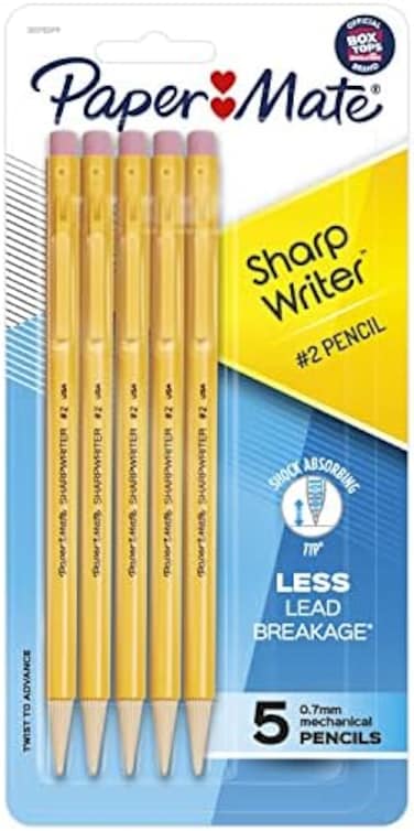 أقلام رصاص ميكانيكية من Papermate 3037631Pp Sharpwriter، طرف قابل للالتواء، 0.7 مم، عبوة من 1 نفطة، إجمالي 5 أقلام رصاص