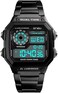 Mens Digital Multi-Function 2 Time Rubber Alarm Stopwatch Countdown Backlight Swim Waterproof Watch