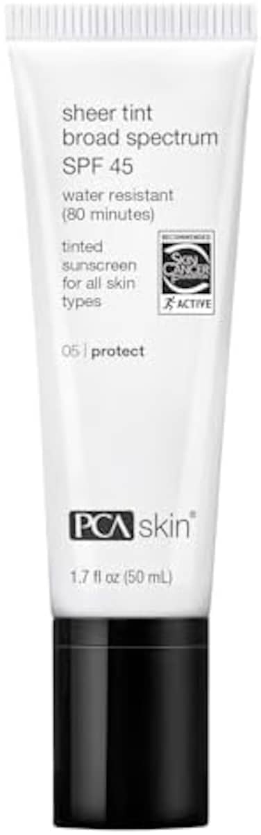 Pca Skin Sheer Tint Broad Spectrum SPF 45 - Universally-Tinted Water-Resistant Hydrating Sunscreen For Use Alone Or Under Foundation &amp; Makeup, 1.7 Fl Oz