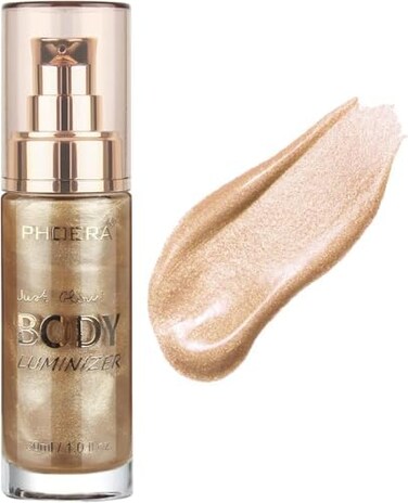 High Gloss Waterproof Body Luminizer Glitter Face Shimmer Moisturizer Lotion Tan Cream Foundation Makeup Bronzer Aquapurity (101 Rose Gold)