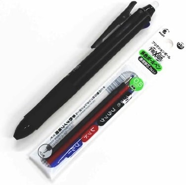 Pilot Frixion Ball 3 3 Color Gel Ink Multi Pen, Fine Point -0.5mm-Black/Blue/Red Inks Black Body &amp;3 Colors Gel Ink Pens Refills Value Set