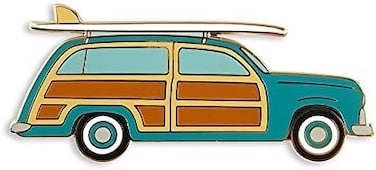 Pinsanity Woodie Surf Wagon Enamel Lapel Pin