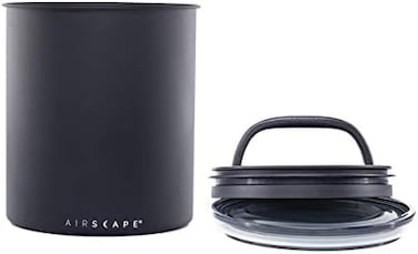 Airscape Kilo Coffee Storage Canister - Large Food Container Patented Airtight Lid 2-Way Valve Preserve Freshness Holds 2.2 Lb Dry Beans (Matte Black)