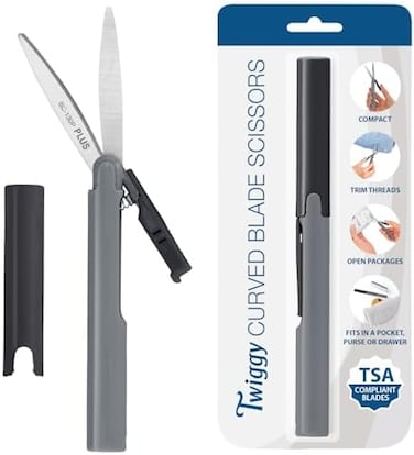 Tsa Twiggy Plus Pen Style Compact Scissors With Cover, Charcoal