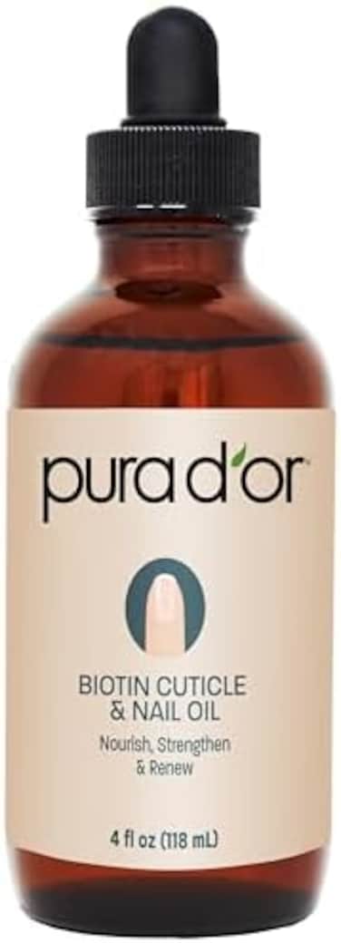 Pura D'Or Organic Nail And Cuticle Oil (120ml) Nourishing Treatment With Dropper - Natural Blend Enriched With Biotin, Vitamin E, Milk For Nail Growth, Healthy Nail Beds And Great For Acrylic Nails