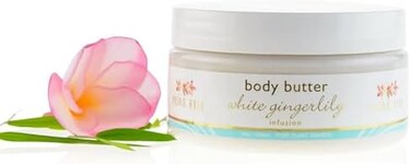 زبدة الجسم فيجي النقية - كريم مرطب للجسم - كريم الوجه وغسول الجسم للبشرة الجافة مع الزيوت الطبيعية وفيتامين E، زنبق الزنجبيل الأبيض، 8 أونصة