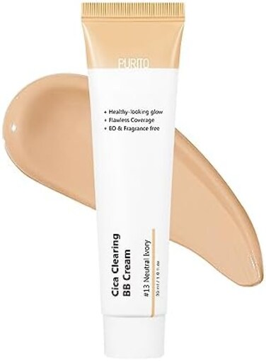Purito Cica Clearing Bb Cream #13 Neutral Ivory 1 Fl.Oz / 30ml, Vegan Bb Cream, Foundation, Cruelty Free