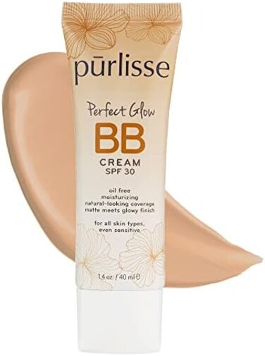 Pūrlisse Perfect Glow Bb Cream With SPF 30 - Matte Meets Dewy Finish - Enriched With Goji &amp; Hawthorn Berry To Help Improve Skin Texture &amp; Radiance - Light Warm (1.4 Oz)