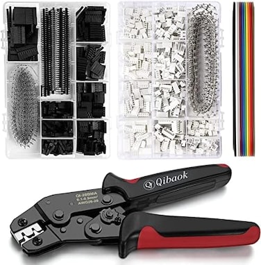 Qibaok Crimping Tool Kit Ratcheting Crimper With 1550Pcs 2.54mm Dupont Connectors And 760Pcs 2.54mm Jst-Xh Connectors For Awg 26-20(0.1-0.5mm&sup2;)