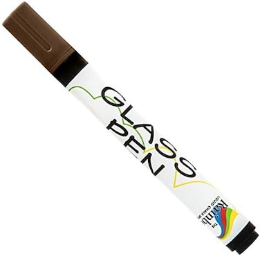 قلم تحديد النوافذ الزجاجي: قلم تحديد زجاجي للسيارة أو قلم مرآة مع طلاء قابل للغسل - نوافذ السيارة، المرايا، اللافتات، الحرف اليدوية - طرف 5 مم، بني