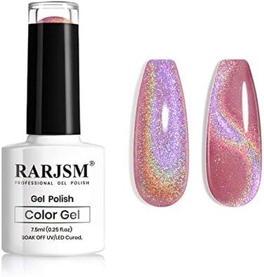 Cat Eye Magnetic Gel Polish - Red Galaxy Chameleon Effect Holographic Glitter Soak Off UV LED For Salon And Home DIY Manicure Art - 7.5ml/0.26Fl Oz