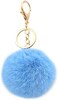 سلسلة مفاتيح لطيفة على شكل حلقة مفاتيح من Real Sic Pom Pom - فرو صناعي للفتيات والنساء هدية محفظة على الظهر، أزرق فاتح، متوسط