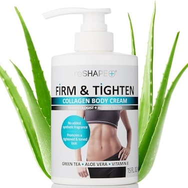 Reshape+ + Collagen Body Cream Moisturizing Tightening Cellulite Cream Improves Elasticity Plumps Sagging Skin Paraben &amp; Cruelty Free Body Lotion With Green Tea Aloe Vera Chamomile By 15 Oz